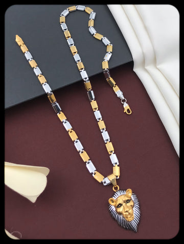 Nesh Gold Plated Mens Chain Pendant