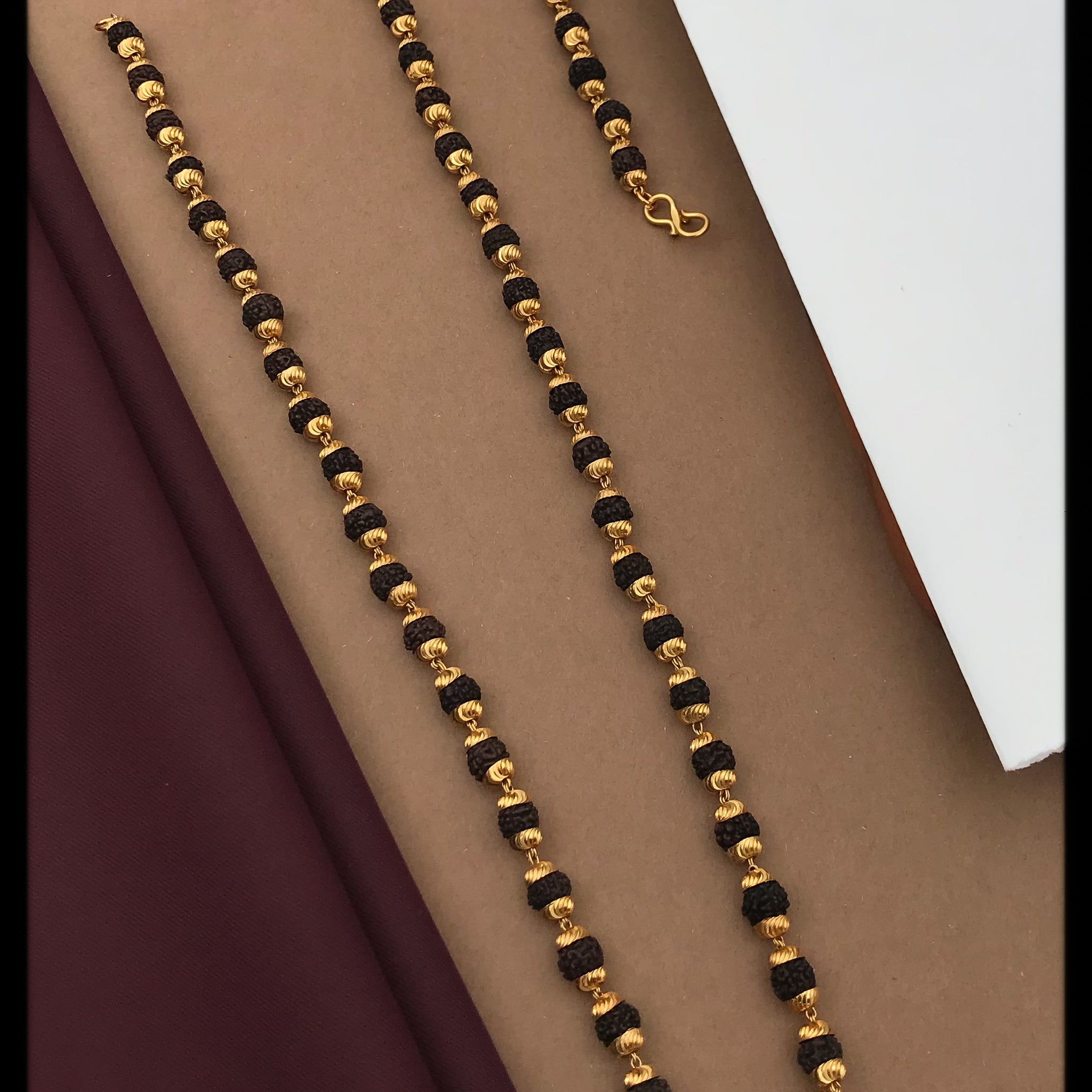 Rickrack Gold Plated Rudraksha Mala