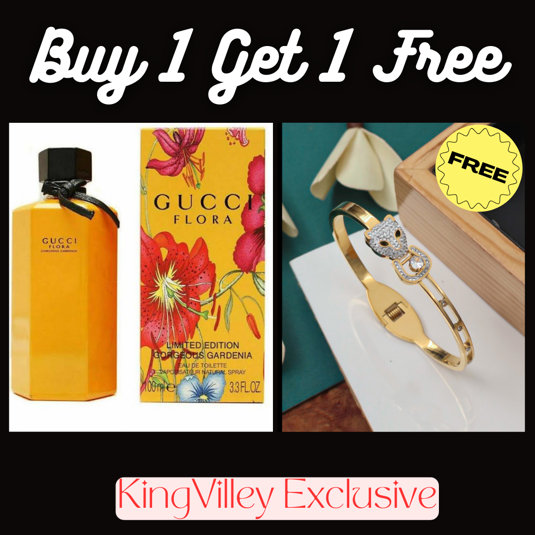 BUY 1 GET 1 Guccii Floraa Limited Edition Gorgeous Gardenia Perfume (100 ml) And Bracelet